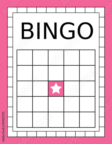 Bingo ticket with no numbers. Empty lotto and keno card template. Clean gambling sheet for party game design, casino-themed projects and vector lucky draw illustrations.