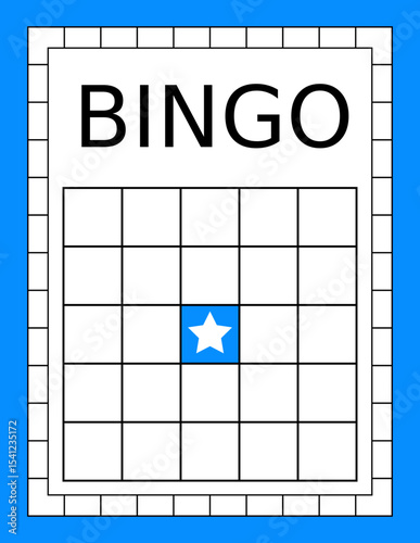 Bingo ticket with no numbers. Empty lotto and keno card template. Clean gambling sheet for party game design, casino-themed projects and vector lucky draw illustrations.