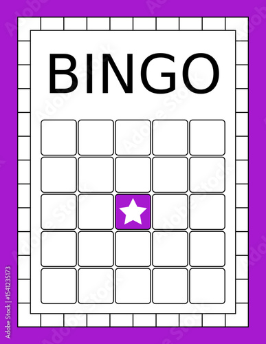 Bingo ticket with no numbers. Empty lotto and keno card template. Clean gambling sheet for party game design, casino-themed projects and vector lucky draw illustrations.