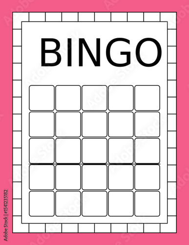 Bingo ticket with no numbers. Empty lotto and keno card template. Clean gambling sheet for party game design, casino-themed projects and vector lucky draw illustrations.