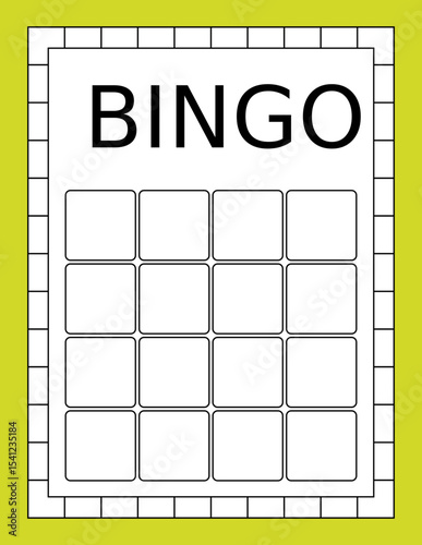 Bingo ticket with no numbers. Empty lotto and keno card template. Clean gambling sheet for party game design, casino-themed projects and vector lucky draw illustrations.