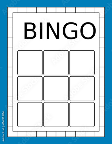 Bingo ticket with no numbers. Empty lotto and keno card template. Clean gambling sheet for party game design, casino-themed projects and vector lucky draw illustrations.