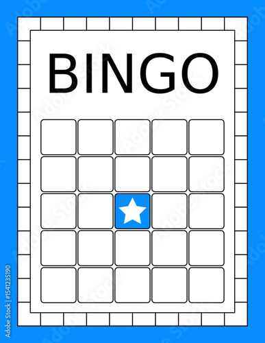 Bingo ticket with no numbers. Empty lotto and keno card template. Clean gambling sheet for party game design, casino-themed projects and vector lucky draw illustrations.
