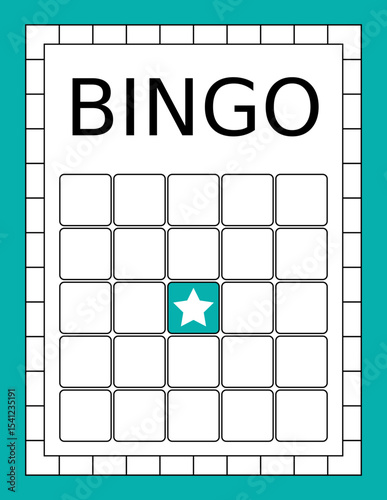 Bingo ticket with no numbers. Empty lotto and keno card template. Clean gambling sheet for party game design, casino-themed projects and vector lucky draw illustrations.