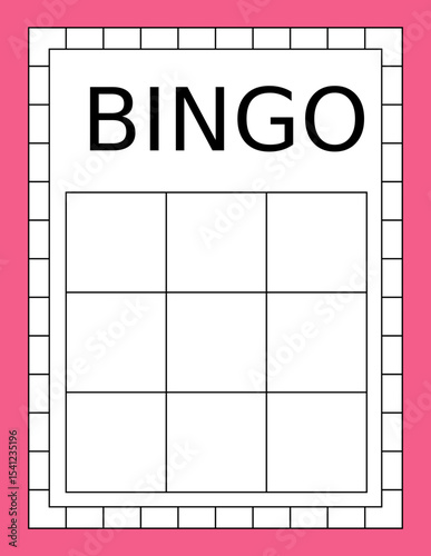 Bingo ticket with no numbers. Empty lotto and keno card template. Clean gambling sheet for party game design, casino-themed projects and vector lucky draw illustrations.