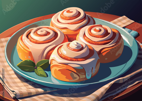 Delicious cinnamon rolls on a plate.