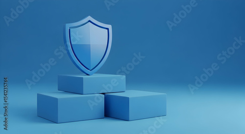 Shield, Icon, Blue, Blue Shield Icon on Cubes