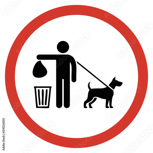 No littering sign with dog and person isolated on transparent background