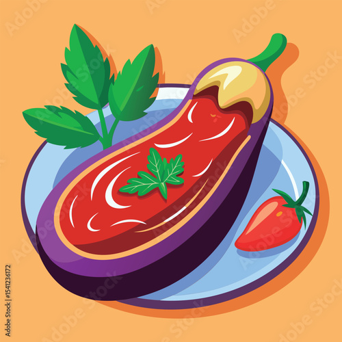 Stuffed eggplant dish. ready to eat.