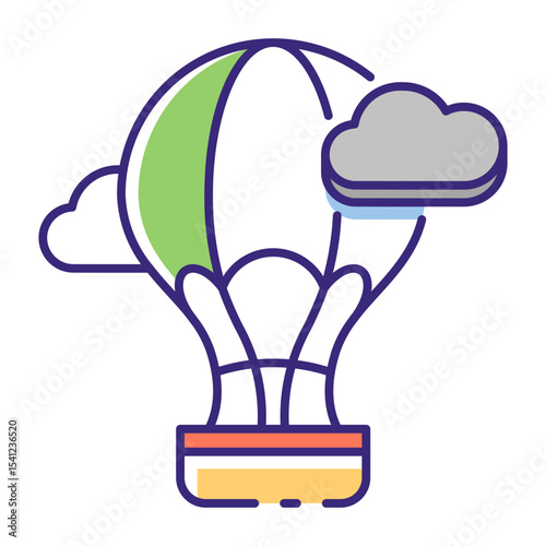 This Air balloon icon is suitable for Transportation, Travel and Tourism, etc
