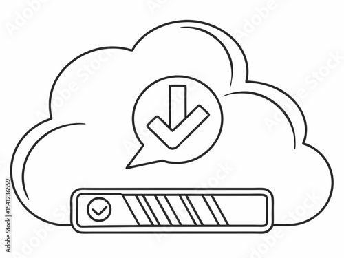 Creative Simple Line Icon Of A Cloud With A Download Bar An Design