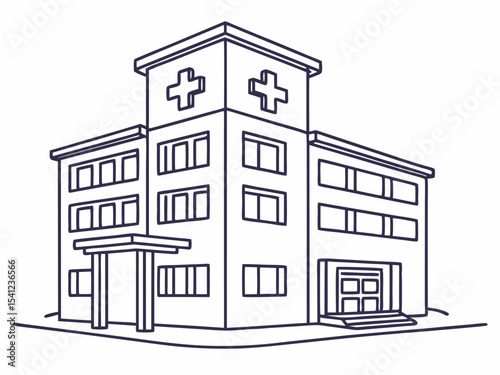 Creative Simple Line Icon Of A Hospital Building With A Cro Icon