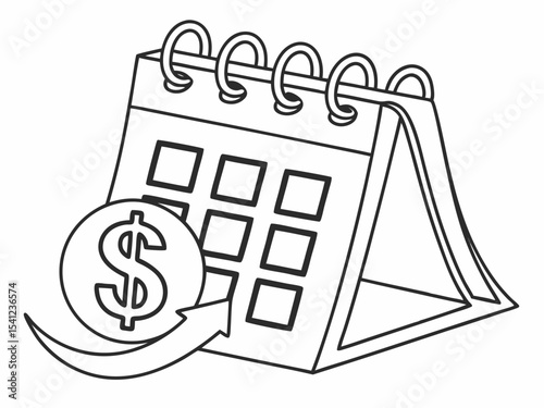 Elegant Clean Line Art Icon Of A Calendar With A Dollar S Symbol