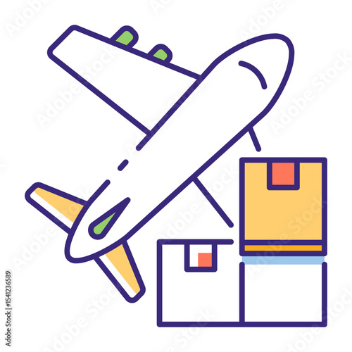 This Cargo plane icon is suitable for Transportation, Travel and Tourism, etc