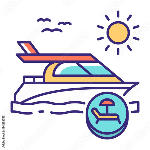 This Speedboat icon is suitable for Transportation, Travel and Tourism, etc