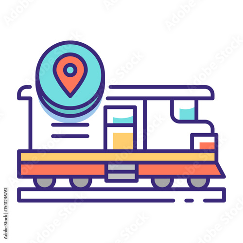 This Train icon is suitable for Transportation, Travel and Tourism, etc