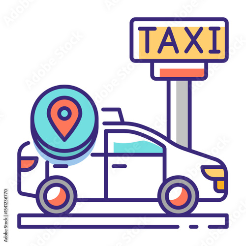 This Taxi icon is suitable for Transportation, Travel and Tourism, etc