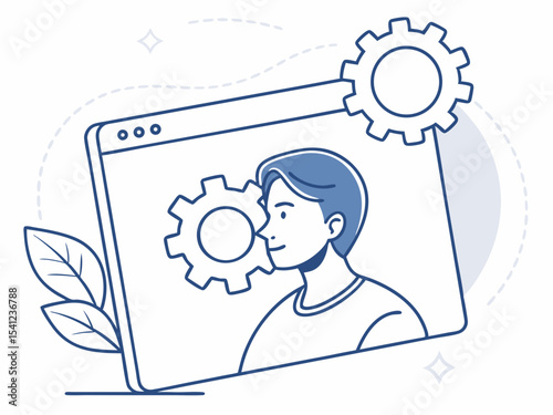 Minimalist Minimalist Vector Icon Of A User Profile With Gear Vector
