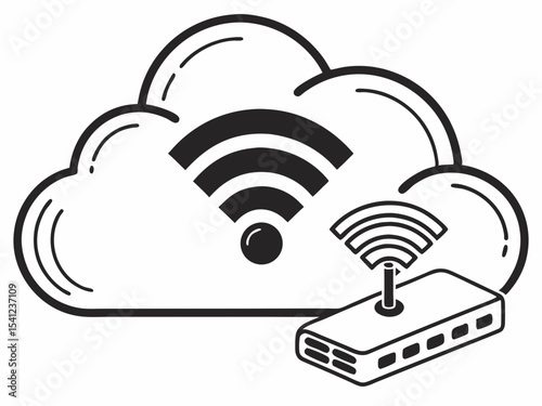 Stylish Minimal Vector Icon Of A Cloud With Wi Fi Signal Design