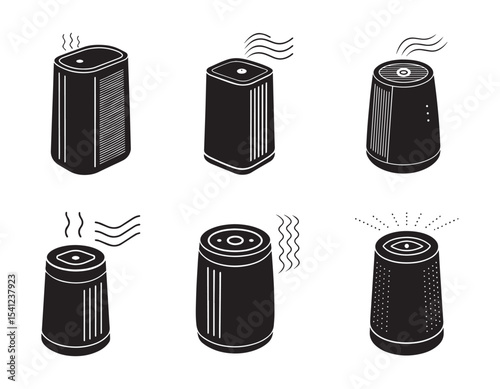 smart air purifier icon silhouette vector illustration