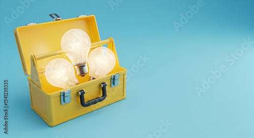 Toolbox, Tool box, Tools, Toolbox with Light Bulbs - Ideas and Solutions Concept