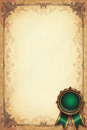 An elegant vintage-inspired certificate template rendered on a parchment-style background in warm tan and beige gradients 