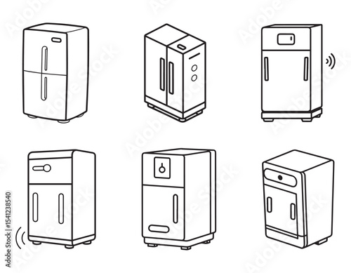 smart refrigerator with touch controls icon silhouette vector illustration