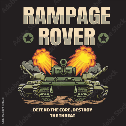 Vector Illustration of Three Tank with Detailed Illustration Available for Tshirt Design