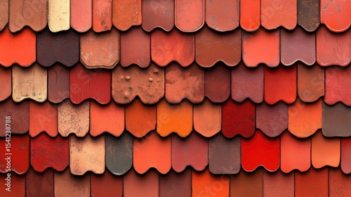 Red Roof Tile Texture, Seamless Pattern