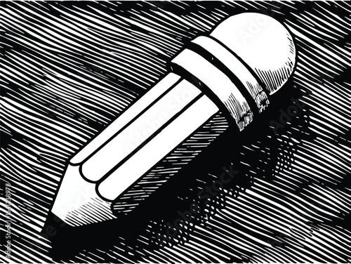 Black and white vector illustration of a brush and pencil drawing with line pattern design