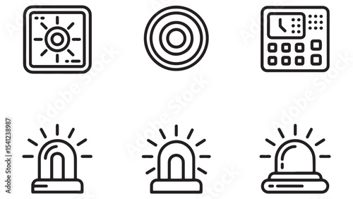 Security System Icon Vector Set Safe, Alarm, Control Panel & More