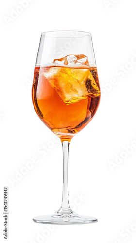 glass with aperol spritz cocktail isolated on transparent background. Alcoholic drink, design element for restaurant or bar. Design element for menu.