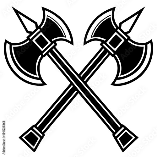 Crossed double bit axes medieval weapon graphic