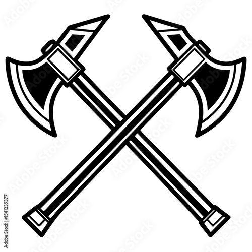 Crossed battle axes medieval weaponry graphic