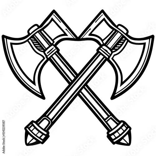 Crossed battle axes medieval weaponry graphic