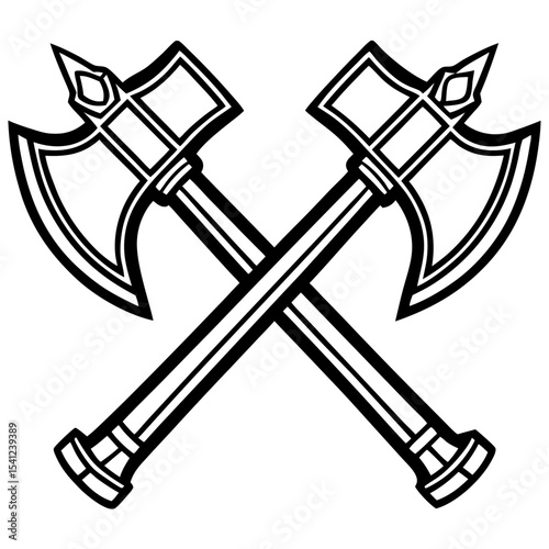 Crossed medieval battle axes graphic design