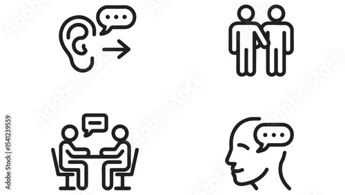 Communication Icons Vector Set of Conversation, Dialogue, and Interpersonal Interaction Symbols