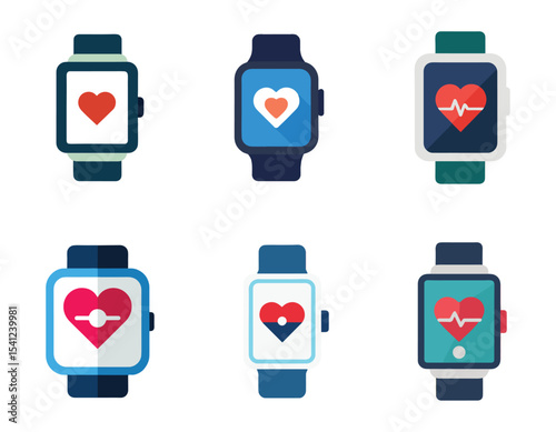 modern smartwatch featuring a heart rate monitor displaying a heart symbol and pulse line. Ideal for showcasing health technology, fitness tracking, and wearable devices