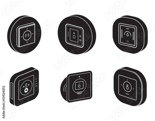  smart thermostat mounted on the wall icon silhouette vector