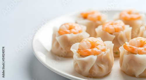 Siu mai, Shrimp siu mai, Dumplings, Delicious Shrimp Siu Mai Dumplings on White Plate