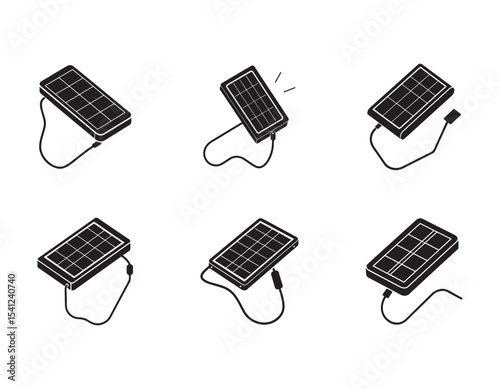 a solar powered mobile charger icon vector silhouette