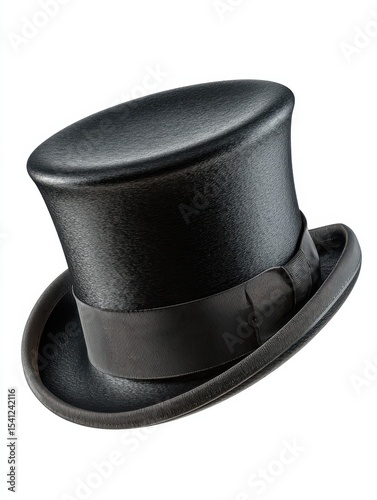 Classic black top hat for magician isolated on white background PNG