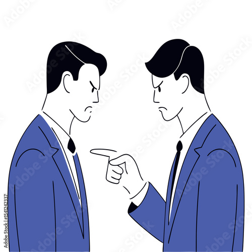 Business Conflict Illustration – Angry Businessmen Arguing Face to Face Vector