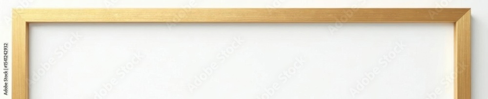 Naklejka premium Simple gold wooden frame, clean lines, white backdrop , picture frame template, photo frame