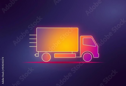 Abstract gradient line forming a delivery truck shape,  gradient,  minimal