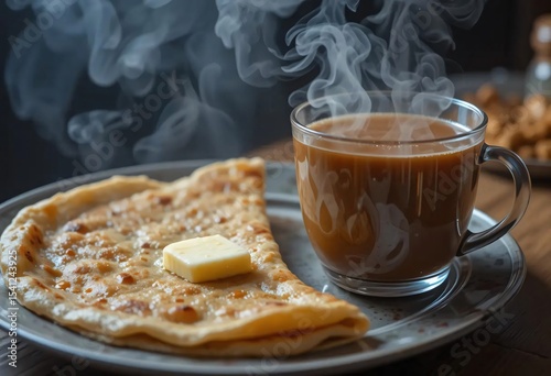 Macro Shot of Delicious Breakfast Food with Steam
