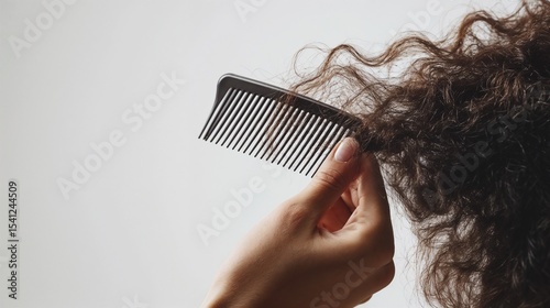 Hand Picking Hair from Comb, Product ads, hair care tutorials, minimal e-commerce visuals, Daily routine content, loss-prevention product illustrations, Hair loss awareness posts, treatment guides 