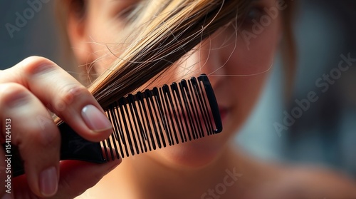 Hand Picking Hair from Comb, Product ads, hair care tutorials, minimal e-commerce visuals, Daily routine content, loss-prevention product illustrations, Hair loss awareness posts, treatment guides 
