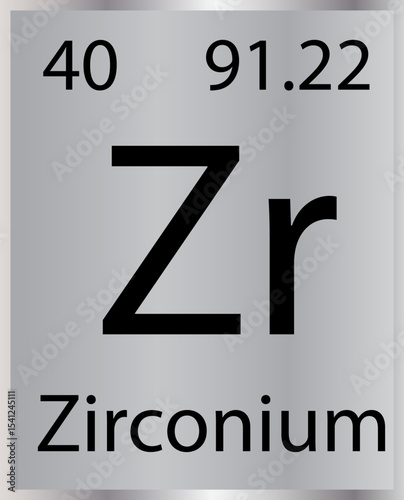Zirconium Silver & Black Contrast Periodic Table Tile Icon	