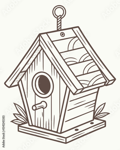 Handcrafted Wooden Birdhouse on Tree Branch – Spring Nest & Woodland Shelter